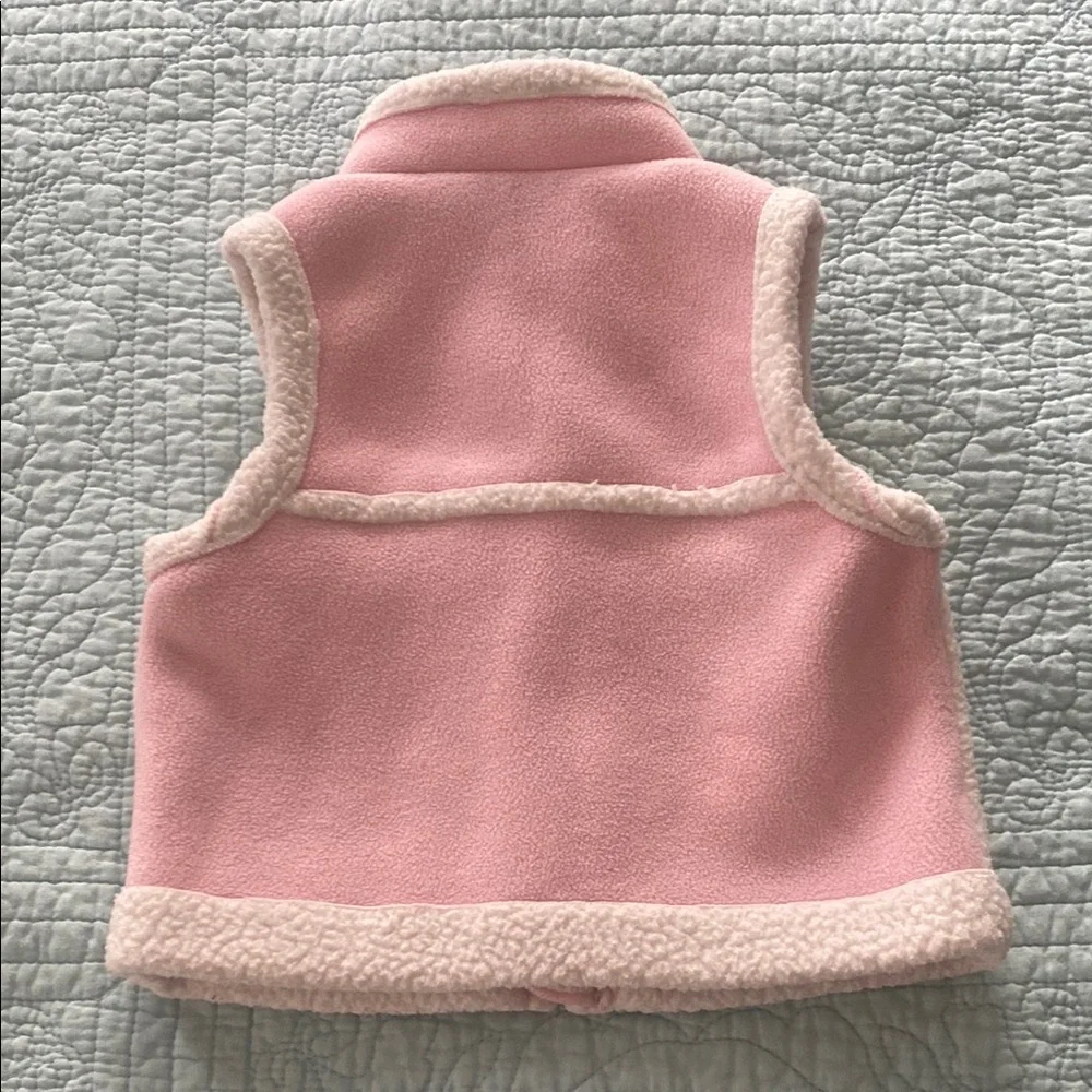 Columbia Pink and Cream Fleece Vest with Sherpa Trim